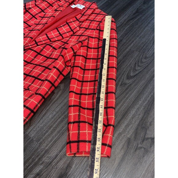 Courtenay Vintage Plaid Red Black Single-Button Blazer w/Shoulder Pads Size 14 - Picture 8 of 12